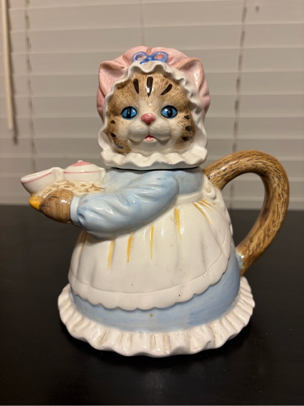 Ceramic Cat Teapot Pitcher in Blue, Pink, White